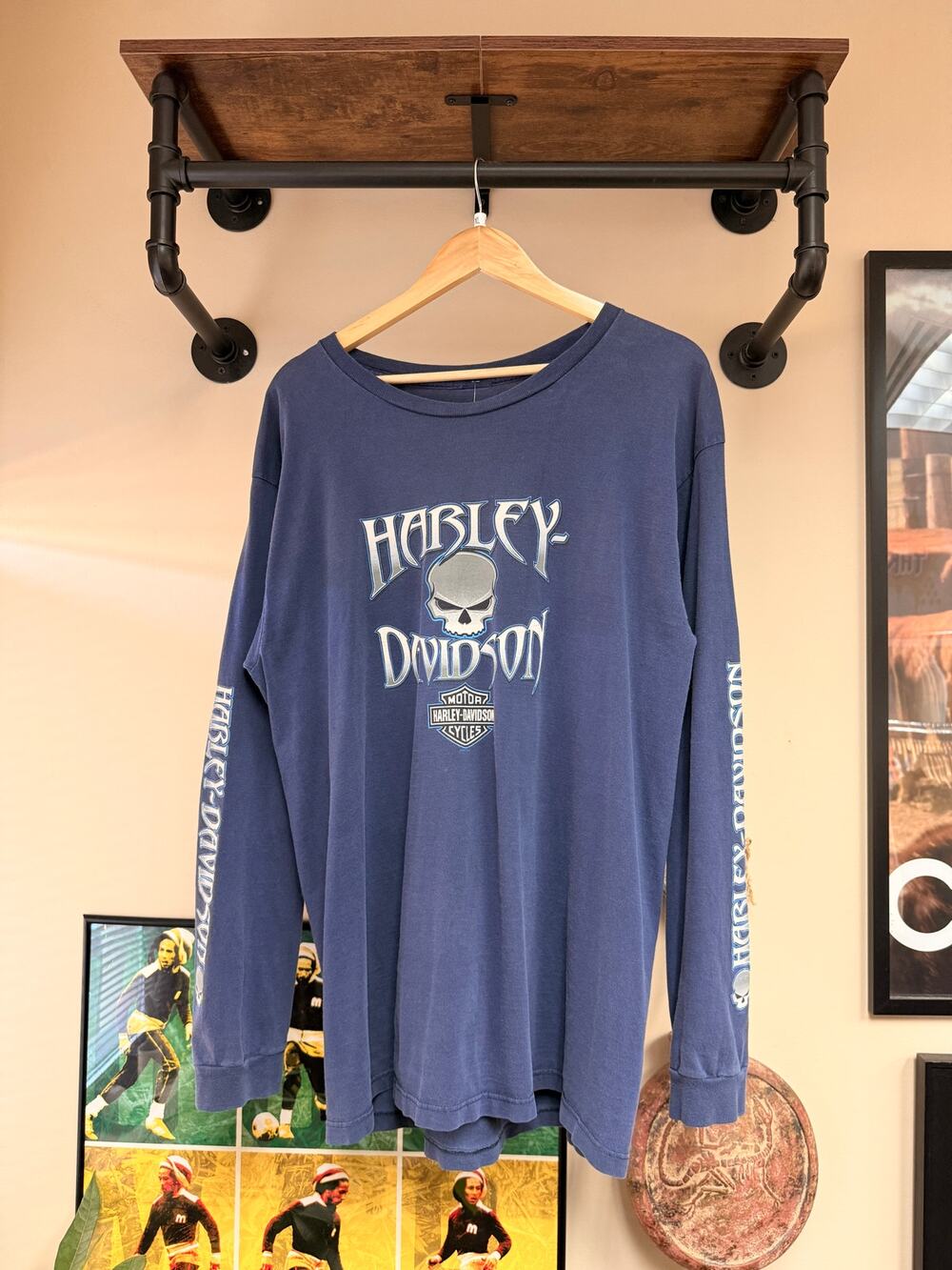 2009 Harley Davidson Haven Vintage Y2K Columbia Skull Long Sleeve Shirt South